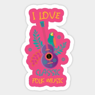 I Love Classic Folk Music Sticker